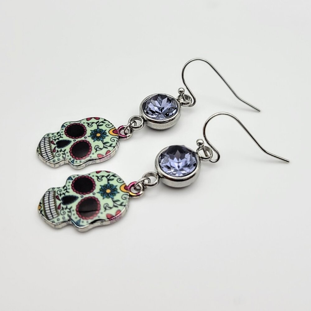 Sugar Skull Alexandrite Gemstone Dangle Earring